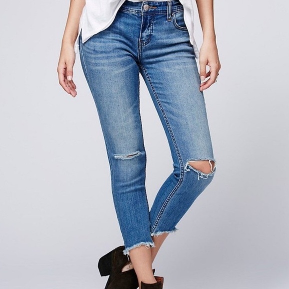 Free People | Distressed Cropped Skinny Jeans - Picture 2 of 6